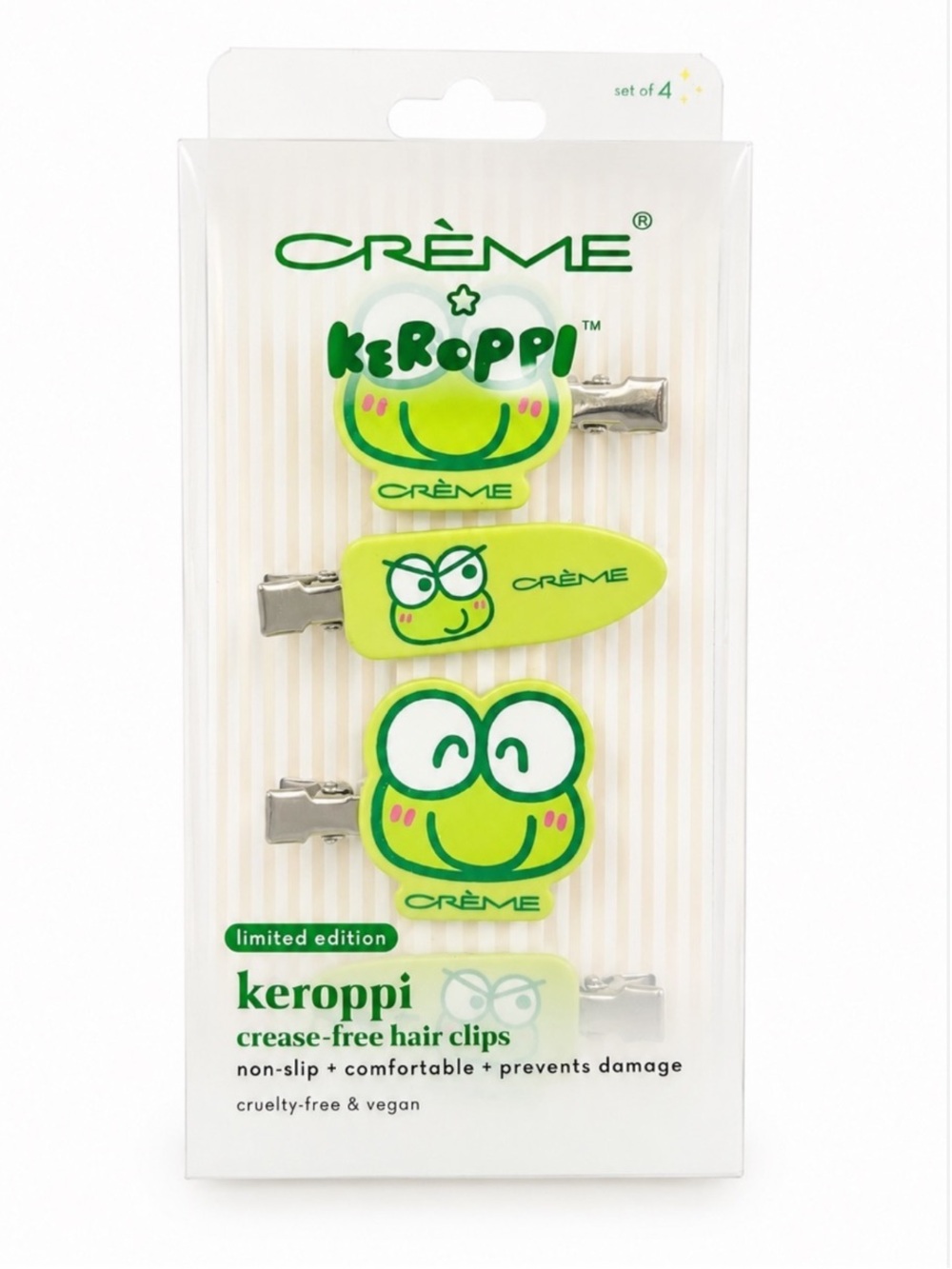 The Crème Shop Keroppi 🐸 Hair Clip Set — 4-Pack